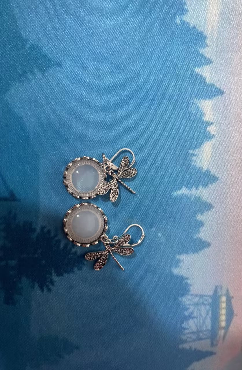 Boho Chakra Blue Moonstone Earrings – Ethnic Drop Design