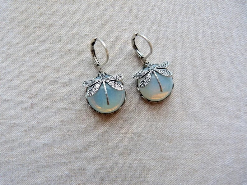 Boho Chakra Blue Moonstone Earrings – Ethnic Drop Design