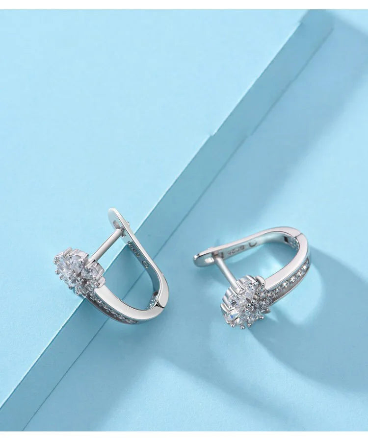 925 Silver Flower Zircon Earrings