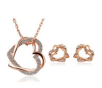 Double Diamond Heart Jewelry Set