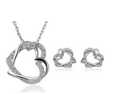 Double Diamond Heart Jewelry Set